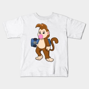 Monkey as Skater with Skateboard Kids T-Shirt